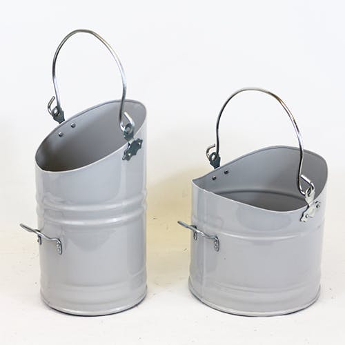 Light Grey and Brushed Steel Coal Bucket Fireside Accessories
